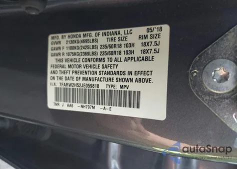 2018 Honda Cr-V Ex z USA, uszkodzony, nr VIN 7FARW2H52JE059818